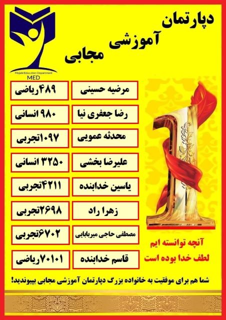 برخی از نتایج دانش آموزانم در کنکور سراسری