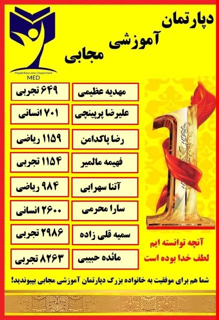 برخی از نتایج دانش آموزانم در کنکور سراسری