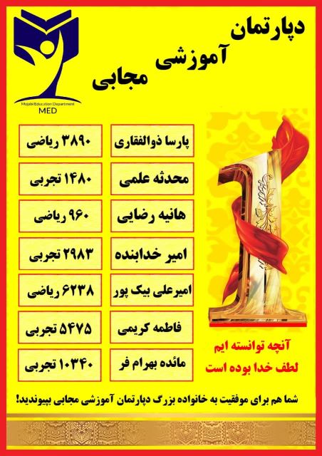 برخی از نتایج دانش آموزانم در کنکور سراسری