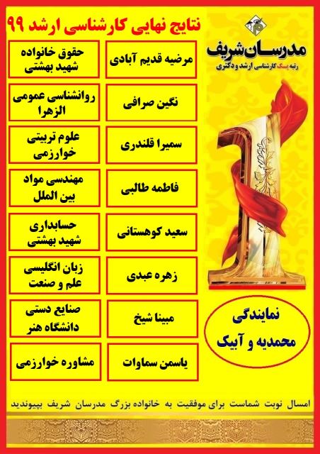 نتایج برخی از دانشجویانم در کنکور کارشناسی ارشد